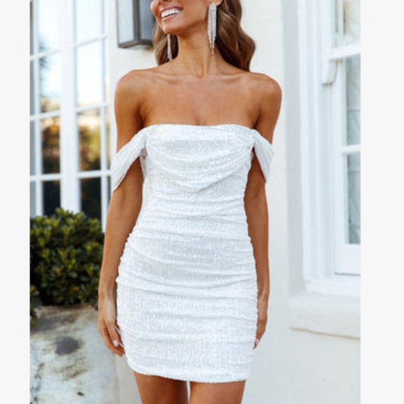 White off the shoulder sequin dress - Picture 1 of 1